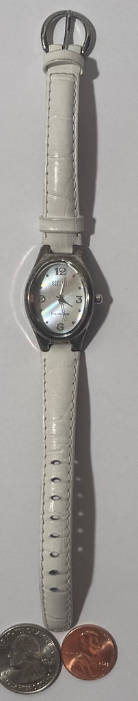 Vintage Sterling Silver Watch, Ecclissi, Nice Design, Sterling Silver Watch, Nice White Leather Band, Quality, Jewelry, 0961, Accessory, Clothing, Necklace, Charm, Bracelet, Engagement, Wedding