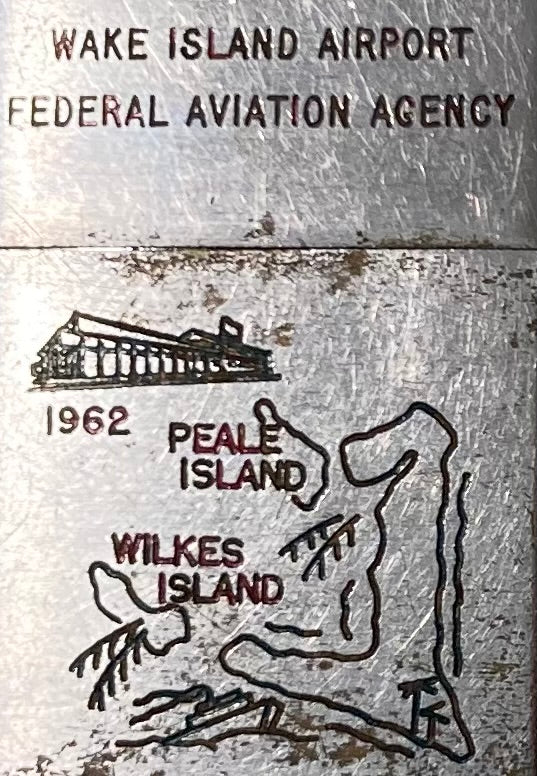 Vintage 1966 Metal Lighter, Wake Island Airport, Federal Aviation Agency, 1962 Peale Island, Wake Island, Metro, Made in Japan, Cigarettes, More