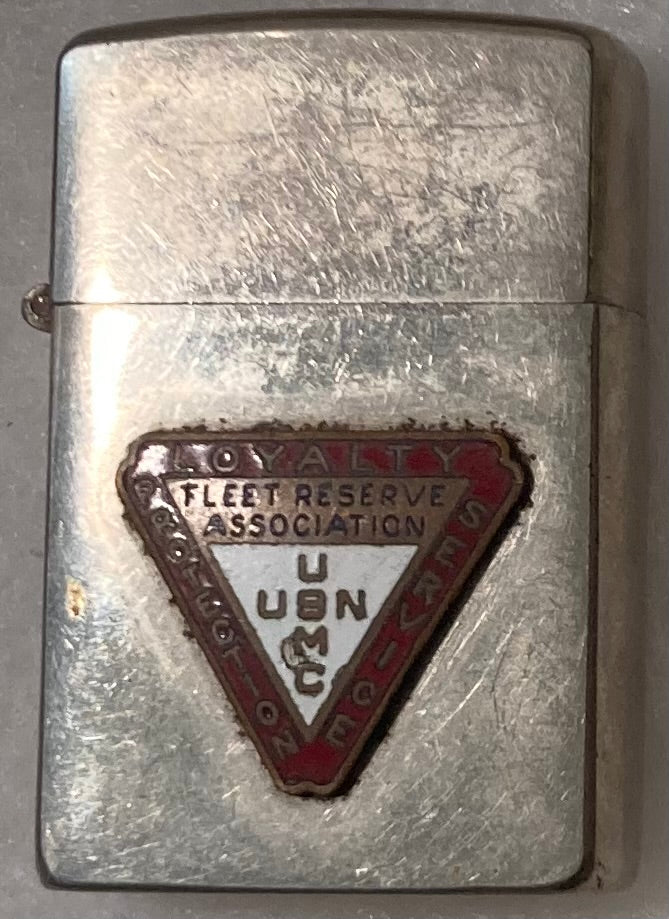 Vintage Metal Lighter, Fleet Reserve Association, USN, USMC, Navy, Command Lighter