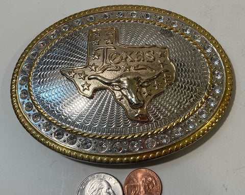 Vintage Metal Belt Buckle, Big Size, Texas, Longhorns, Lone Star State, Dallas, Houston