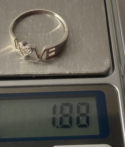 Vintage Sterling Silver Ring with Nice Love Design, Nice Design, Quality, Size 8 1/2, Jewelry, 0597, Accessory, 925, Clothing, Necklace, Charm, Bracelet