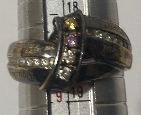 Vintage Sterling Silver Ring, Nice Different Colored Stones, Has 4 Different Names On It, Size 8 1/2, Nice Design, Quality, Jewelry, 0970, Accessory, Stamped 925 Inside, Clothing, Necklace, Charm, Bracelet, Engagement, Wedding