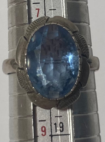 Vintage Sterling Silver Ring, Nice Baby Blue Stone Design, Size 8, Nice Design, Quality, Jewelry, 0969, Accessory, Stamped 925 Inside, Clothing, Necklace, Charm, Bracelet, Engagement, Wedding,