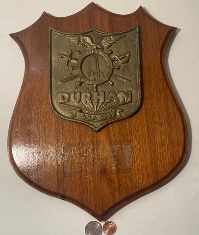 Vintage Wooden and Metal Navy Plaque, U.S.S. Durham LKA-114, U.S. Navy, Amphibious Cargo Ship, 12" x 10", Heavy, Quality, Wall Decor, Military Memorabilia, Original,