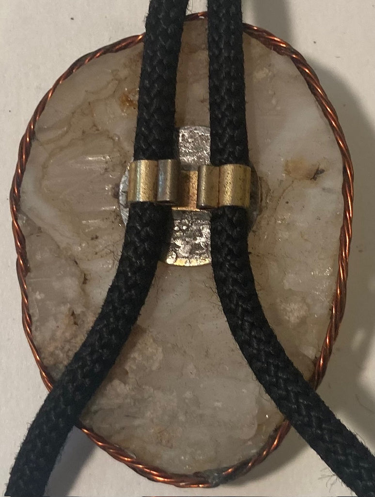 Vintage Metal Bolo Tie, Really Nice White Stones Design, Nice Western Design