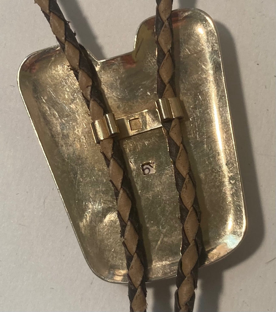 Vintage Metal Bolo Tie, Really Nice Silver and White and Black Nice Stone Design, Nice Western Design
