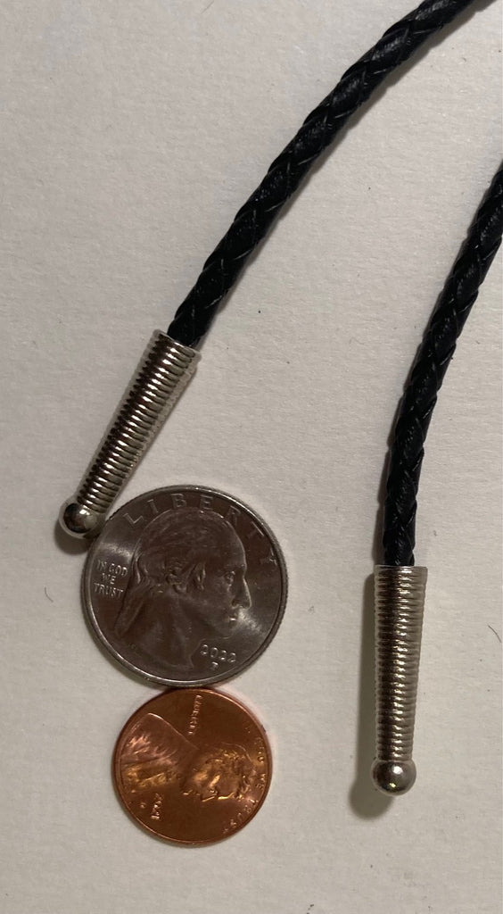 Vintage Metal Bolo Tie, Nice Silver and Black Onyx Stone Design, Nice Western Design