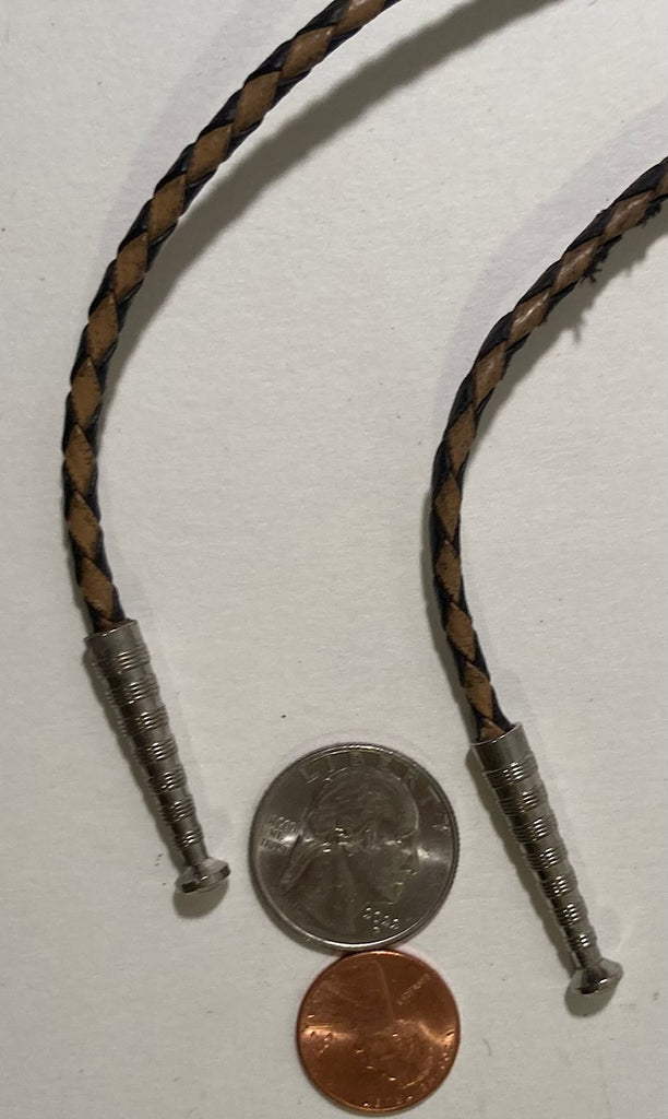 Vintage Metal Bolo Tie, Nice Silver with Brown and White Stone Design, Nice Western Design