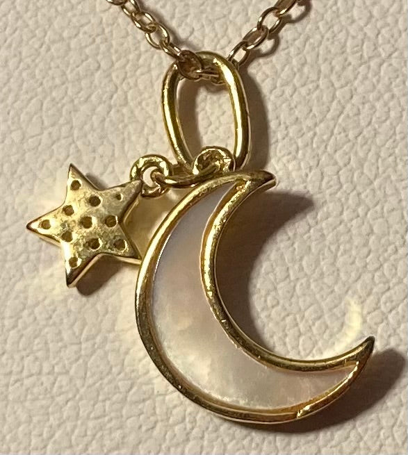 Vintage Sterling Silver Necklace, Moon, Star, Argento Vivo, Quality, Jewelry, 0625, Accessory, 925, Clothing, Necklace, Charm, Bracelet,