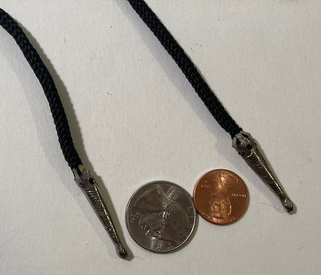 Vintage Metal Bolo Tie, Nice Silver and Blue Turquoise Stone Design, Spiky Design