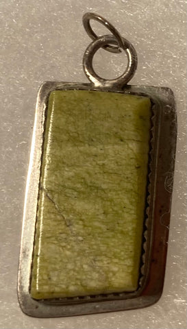 Vintage Sterling Silver Pendant, Charm, Nice Green Stone Design, Very Nice Unique Design, 1 1/4" x 1/2", Quality, Jewelry, 0638, Accessory, 925, Clothing, Necklace, Charm, Bracelet