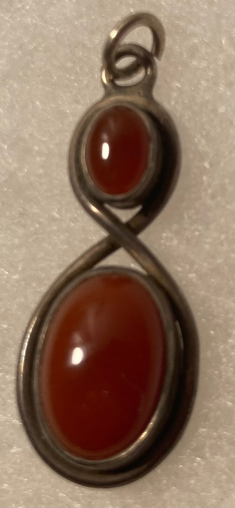 Vintage Sterling Silver Pendant, Charm, Nice Brown Stone Design, Very Nice Unique Design, 1 1/2" x 1/2", Quality, Jewelry, 0645, Accessory, 925, Clothing, Necklace, Charm, Bracelet
