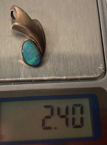 Vintage Sterling Silver Pendant, Charm, Nice Blue Stone Design, Very Nice Unique Design, 1" x 1/2", Quality, Jewelry, 0646, Accessory, 925, Clothing, Necklace, Charm, Bracelet