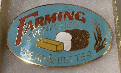 Vintage Metal Belt Buckle, Farming, Everyone's Bread & Butter, Farmers, Tractor, Crops, AG, Nice Western Design