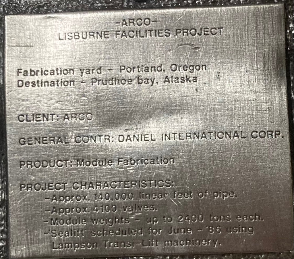 Vintage 1986 Metal Belt Buckle, Lisburne Facilities Project, Sealift, Portland, Oregon, Arco, Gas, Energy, Nice Western Style Design