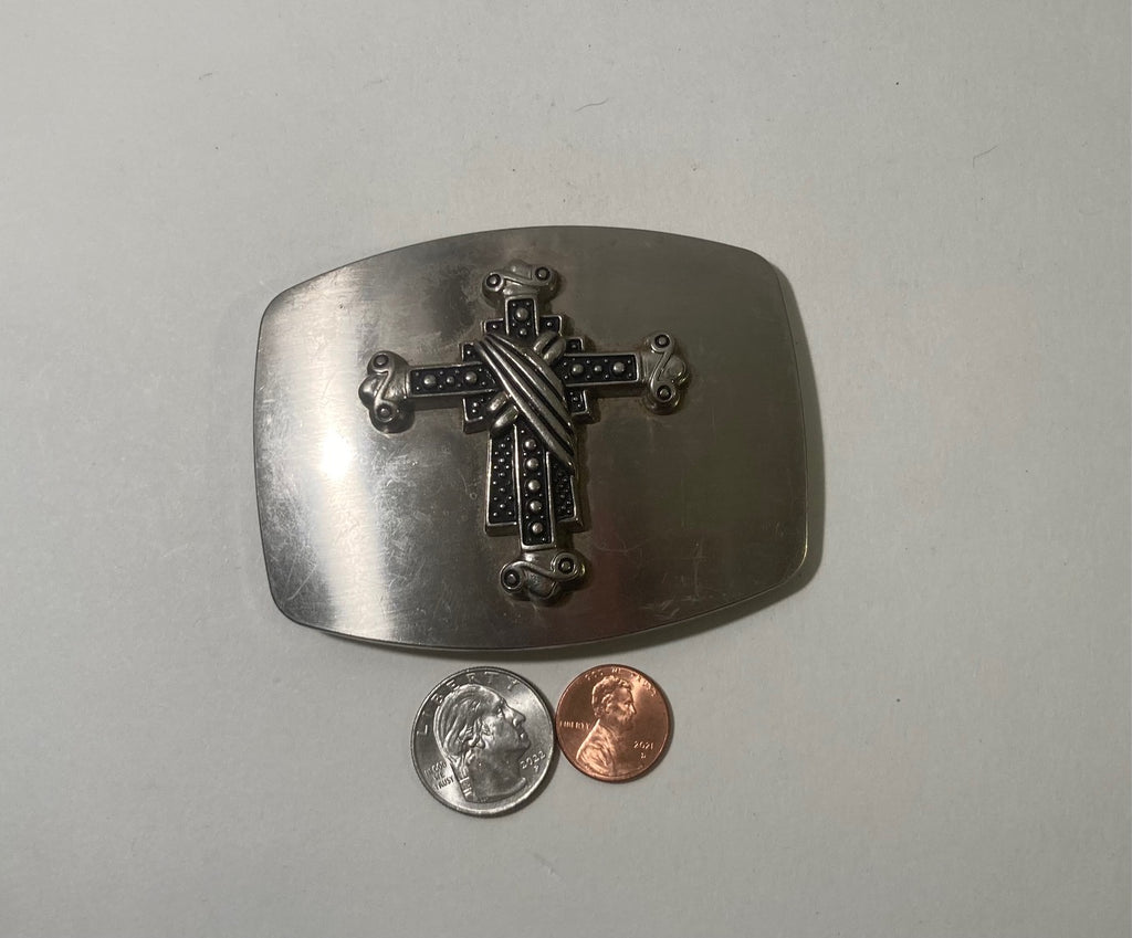 Vintage Metal Belt Buckle, Nice Cross Design, Crucifix, Religious, Gothic, Nice Western Design