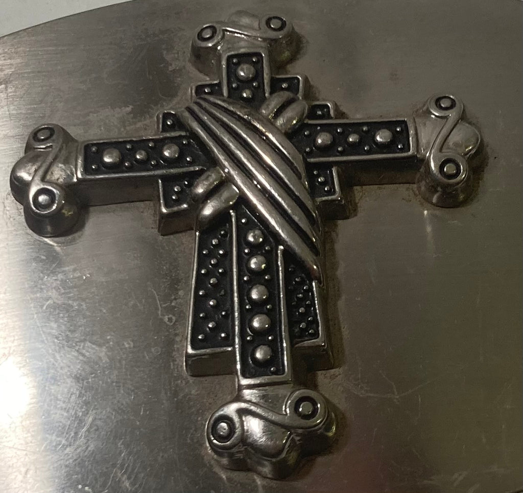 Vintage Metal Belt Buckle, Nice Cross Design, Crucifix, Religious, Gothic, Nice Western Design