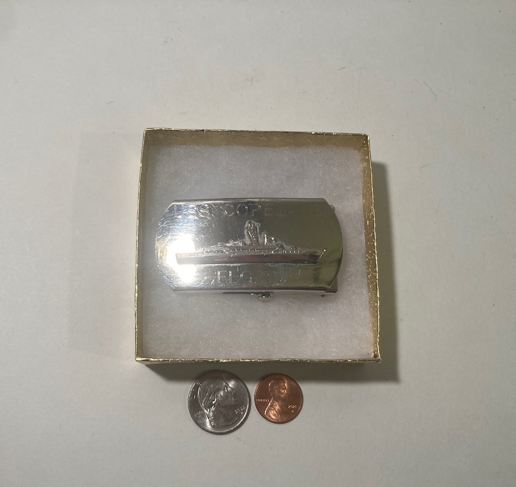 Vintage Metal Belt Buckle, U.S.S. Copeland, Guided Missile Frigate Ship, Quality