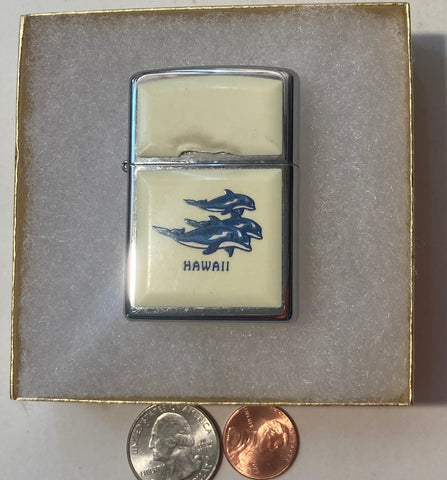 Vintage 2000 Metal Zippo, Scrimshaw, Hawaii, Killers Whales,