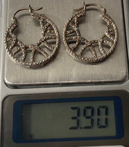 Vintage Sterling Silver Earrings, Nice Dream Catcher Type Design, Very Nice Unique Design, Quality, Jewelry, 0649, Accessory, 925, Clothing, Necklace, Charm, Bracelet