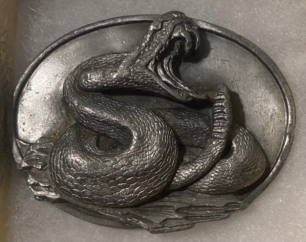 Vintage 1987 Metal Belt Buckle, Rattlesnake, Nature, Wildlife, Nice Western Design