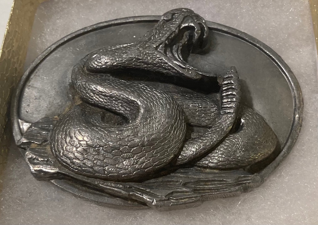 Vintage 1987 Metal Belt Buckle, Rattlesnake, Nature, Wildlife, Nice Western Design