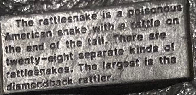 Vintage 1987 Metal Belt Buckle, Rattlesnake, Nature, Wildlife, Nice Western Design
