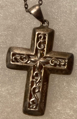 Vintage Sterling Silver Chain Necklace, Nice Cross, Crucifix Design, Very Nice Unique Design, Quality, Jewelry, 0656, Accessory, 925, Clothing, Necklace, Charm, Bracelet