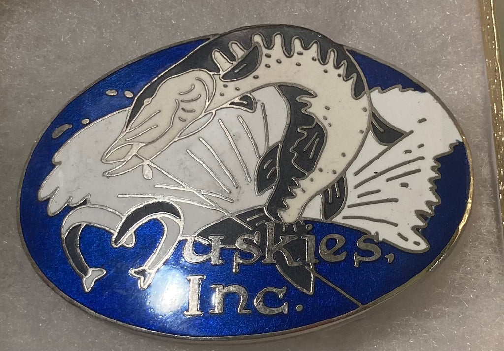 Vintage Metal Belt Buckle, Fish, Fishing, Muskies, Inc, Pike, Nature ,Wildlife, Enamel, Nice Western Design