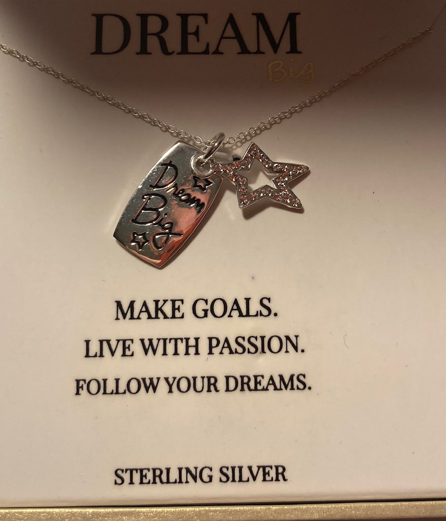 Vintage Sterling Silver Necklace, Footnotes, Dream Big, Makes Goals, Live with Passion, Follow Your Dreams,, Nice Design, Quality, Jewelry, 0684, Accessory, 925, Clothing, Necklace, Charm, Bracelet