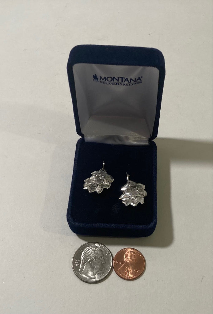 Vintage Metal Montana Silversmiths Silver Double Leafs, Leaves, Earring Set, Beautiful