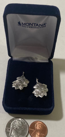 Vintage Metal Montana Silversmiths Silver Double Leafs, Leaves, Earring Set, Beautiful