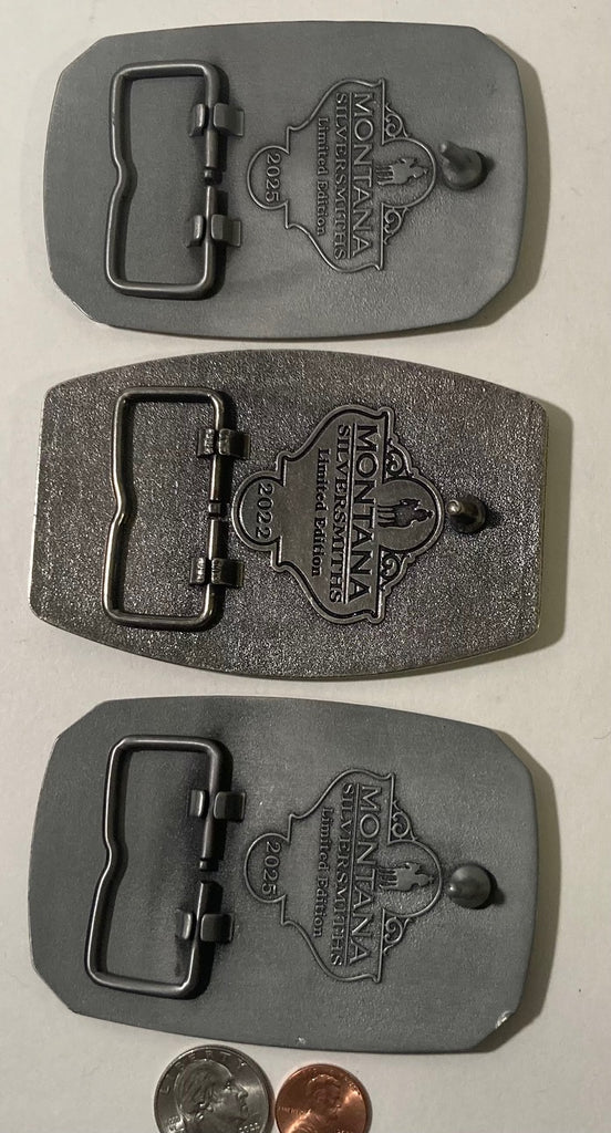 Lot of 3 Nice Metal Belt Buckle, Montana Silversmiths, Nice Western Design