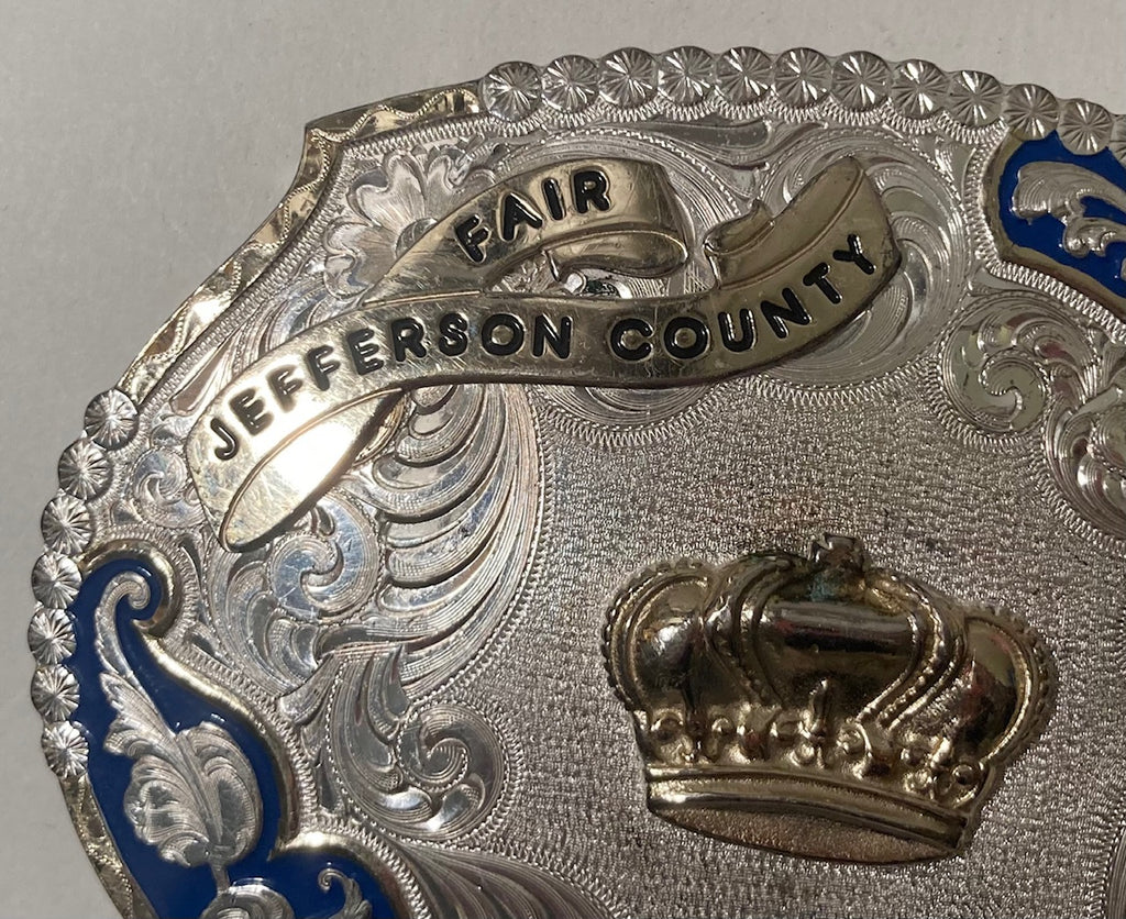 Nice 2007 Metal Belt Buckle, Senior Queen, Jefferson County Fair, Silver and Brass, Montana Silversmiths, Nice Western Design