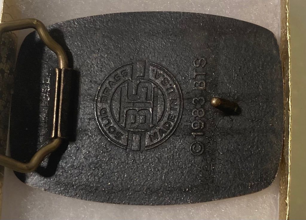 Vintage 1983 Metal Belt Buckle, Brass, Willamette Industries, Timber, Trees Forestly