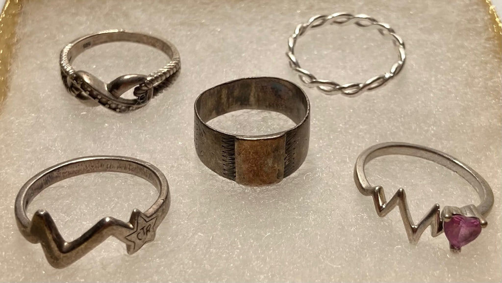 Vintage Lot of 5 Sterling Silver Rings, Nice Style Designs, Quality, Jewelry, 0688, Accessory, 925, Clothing, Necklace, Charm, Bracelet