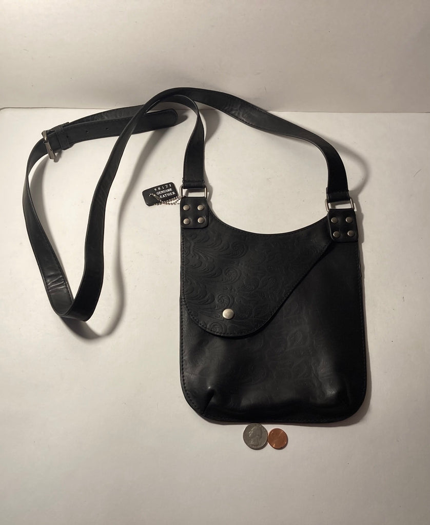 Vintage Nice Quality Black Leather Shoulder Bag, Purse, Quality Leather, Two Pockets, 9" x 8", Western Accessory, Purse, Bag, Clutch, Country & Western