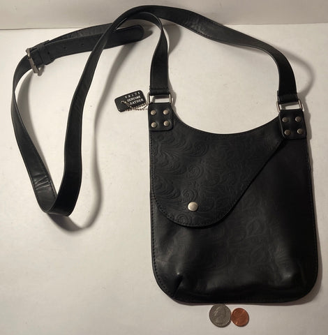 Vintage Nice Quality Black Leather Shoulder Bag, Purse, Quality Leather, Two Pockets, 9" x 8", Western Accessory, Purse, Bag, Clutch, Country & Western