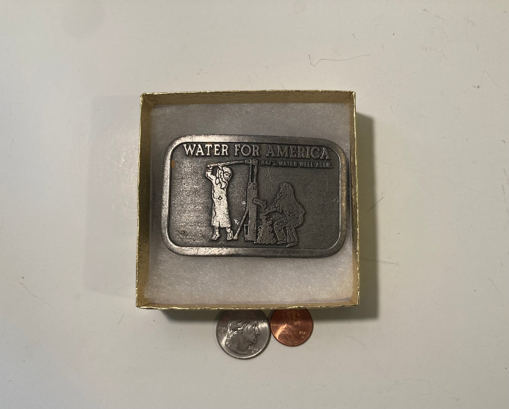 Vintage Metal Belt Buckle, Water for America, National Well Water Association, Nice, Unique, Quality