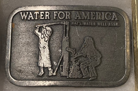 Vintage Metal Belt Buckle, Water for America, National Well Water Association, Nice, Unique, Quality