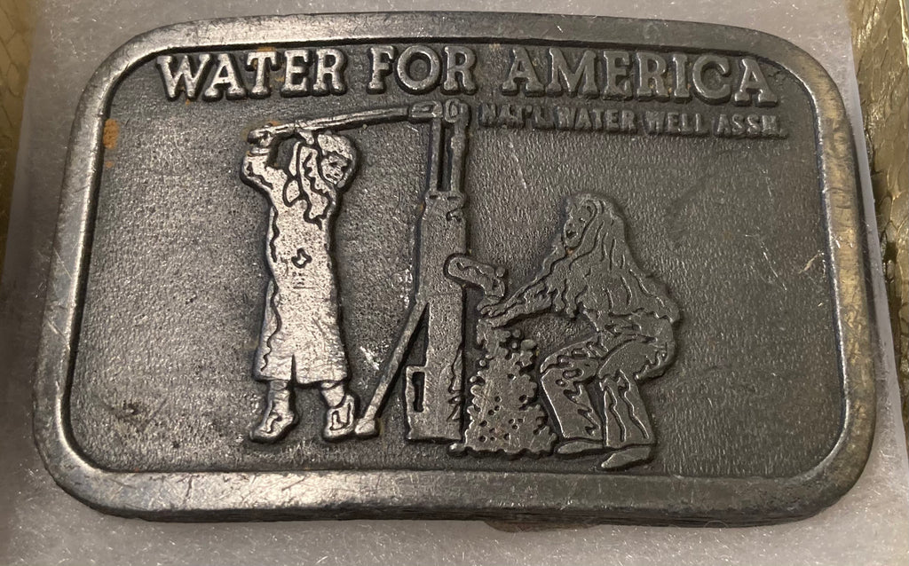 Vintage Metal Belt Buckle, Water for America, National Well Water Association, Nice, Unique, Quality