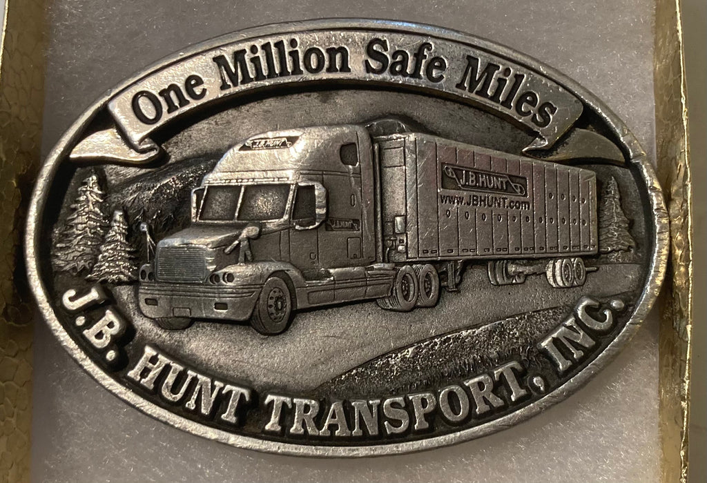 Vintage Metal Belt Buckle, J. B. Hunt, Trucking Transport, Truck Driving, One Million Safe Miles, 18 Wheeler, Big Rig, Nice, Unique, Quality
