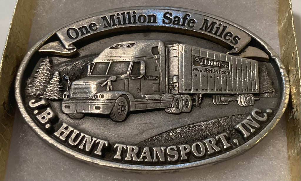 Vintage Metal Belt Buckle, J. B. Hunt, Trucking Transport, Truck Driving, One Million Safe Miles, 18 Wheeler, Big Rig, Nice, Unique, Quality