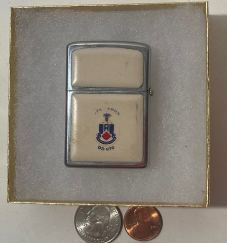 Vintage Metal Zippo, U.S.S. Caron DD-970, Destroyer Ship, Navy