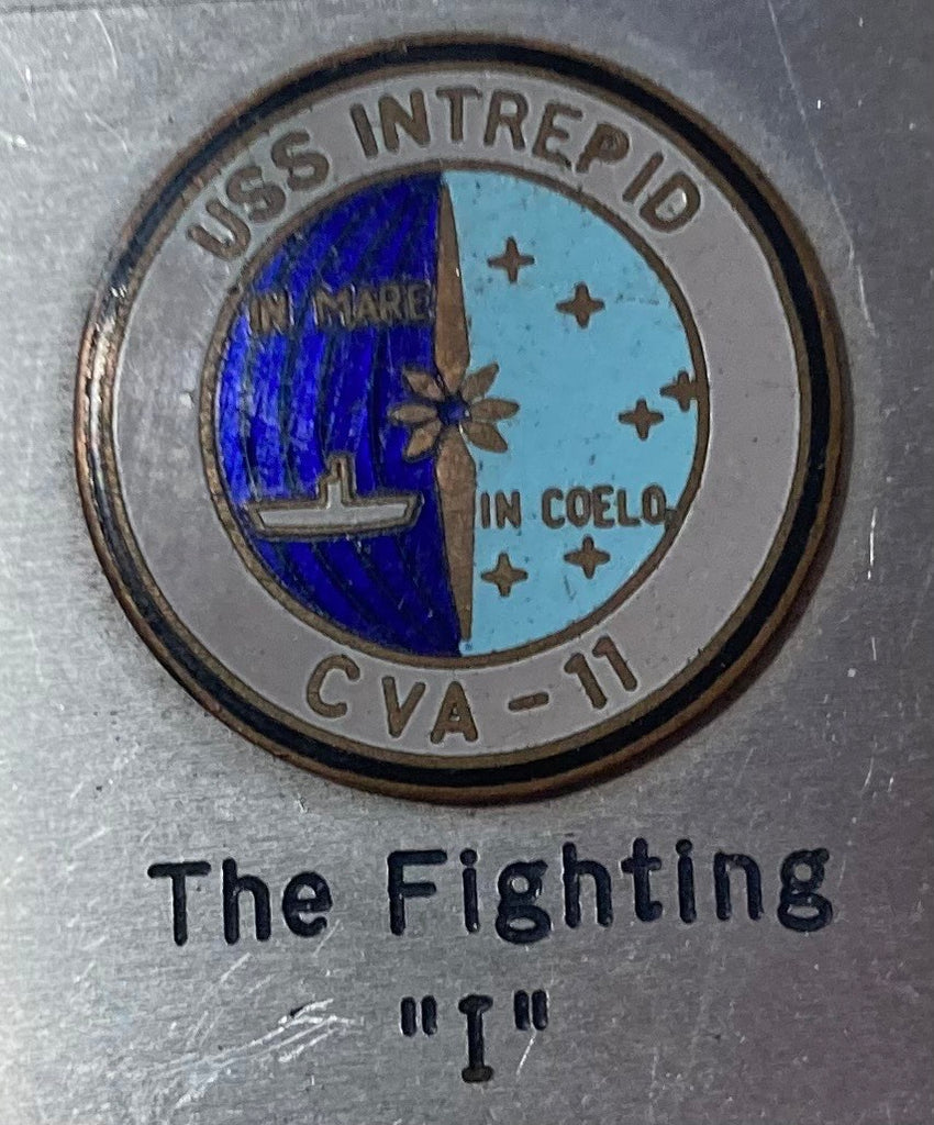 Vintage Metal Ships Lighter, U.S.S. Intrepid CVA-11, Aircraft Carrier Ship. Navy