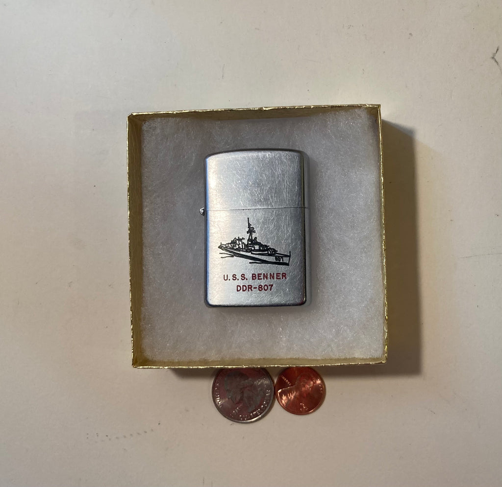 Vintage Metal Ships Lighter, U.S.S. Benner DDR=807, Destroyer Ship. Navy, Command