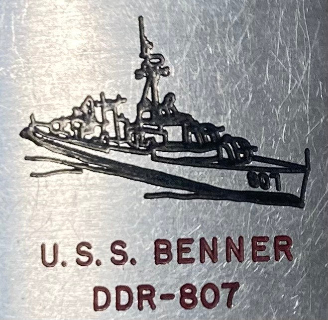 Vintage Metal Ships Lighter, U.S.S. Benner DDR=807, Destroyer Ship. Navy, Command
