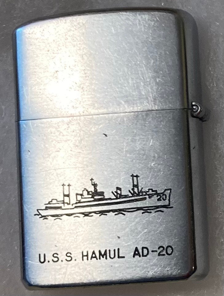 Vintage Metal Ships Lighter, U.S.S. Hamul AD-20, Destroyer Tender Ship. Navy