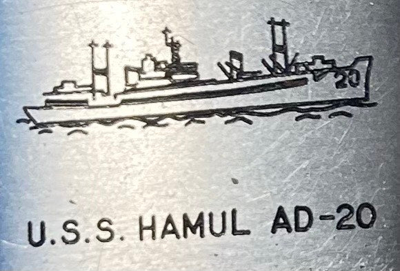 Vintage Metal Ships Lighter, U.S.S. Hamul AD-20, Destroyer Tender Ship. Navy