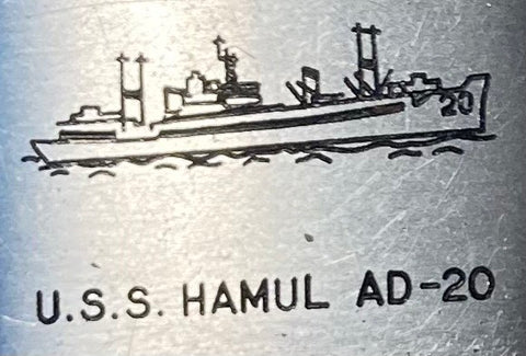 Vintage Metal Ships Lighter, U.S.S. Hamul AD-20, Destroyer Tender Ship. Navy